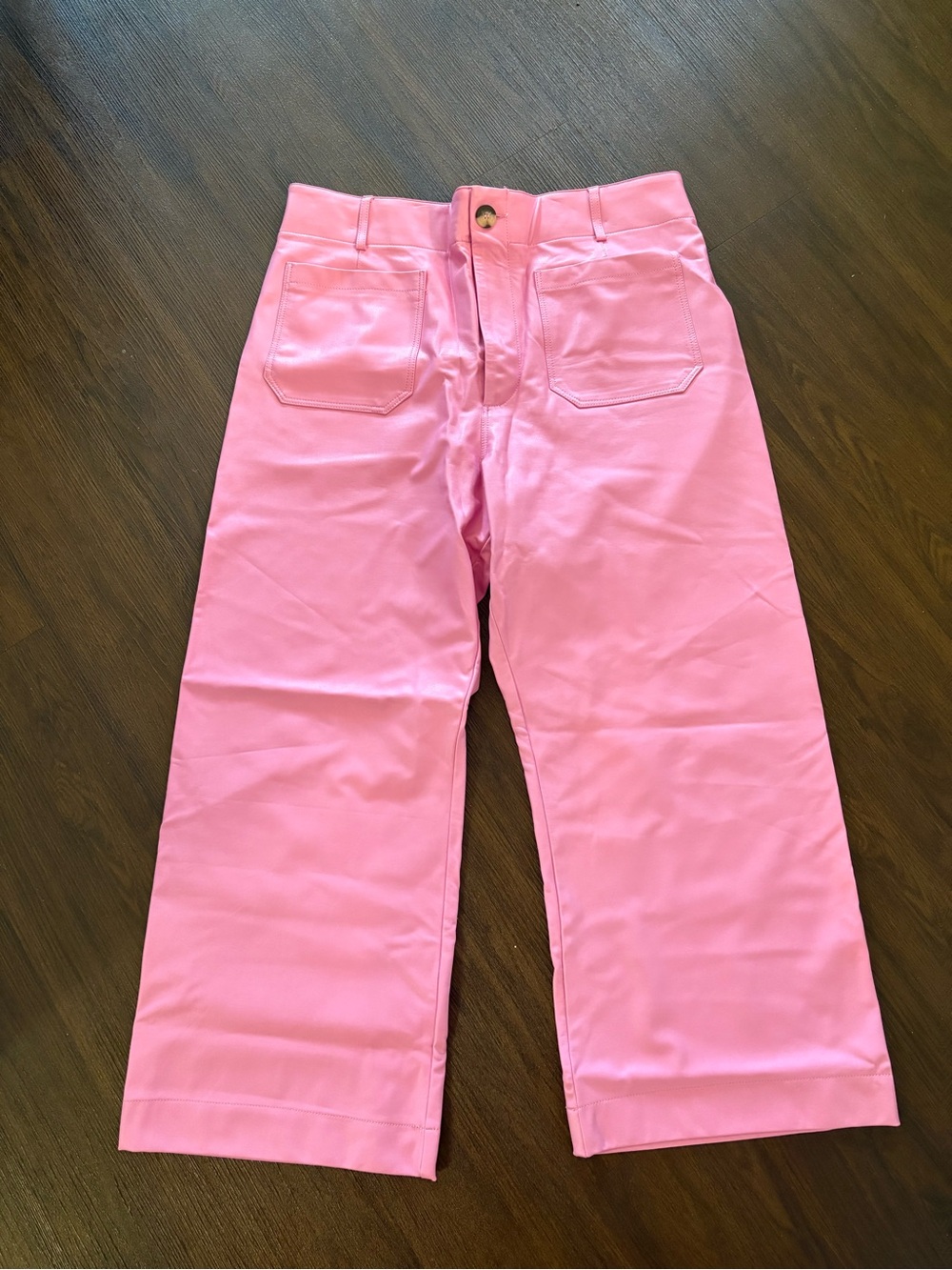 Maeve by Anthropologie Pink Wide-Leg faux leather Pants